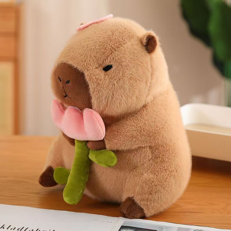 New Design Capybara Plush Toy with flower toast Stuffed Animal Toys Birthday Doll Gift for for Boys and Girls