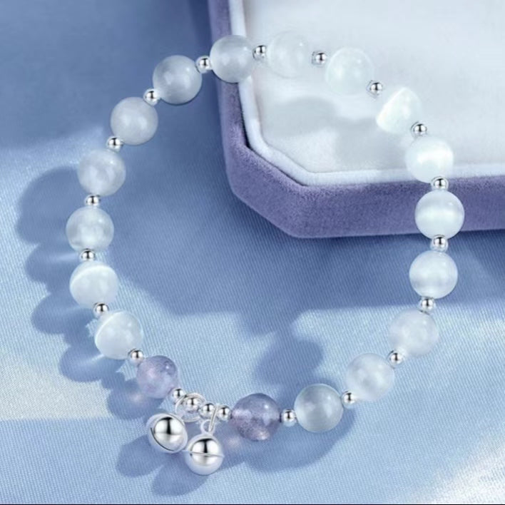 New Arrival Fashion Jewelry 925 Silver Star Charm Moonstone Beads Bracelet