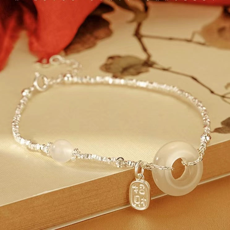 Wholesale Natural Stone Stretch Beads Charm Bracelets Customized Logo Sunstone Amethyst Tigereye Lapis Snowflake Bracelet