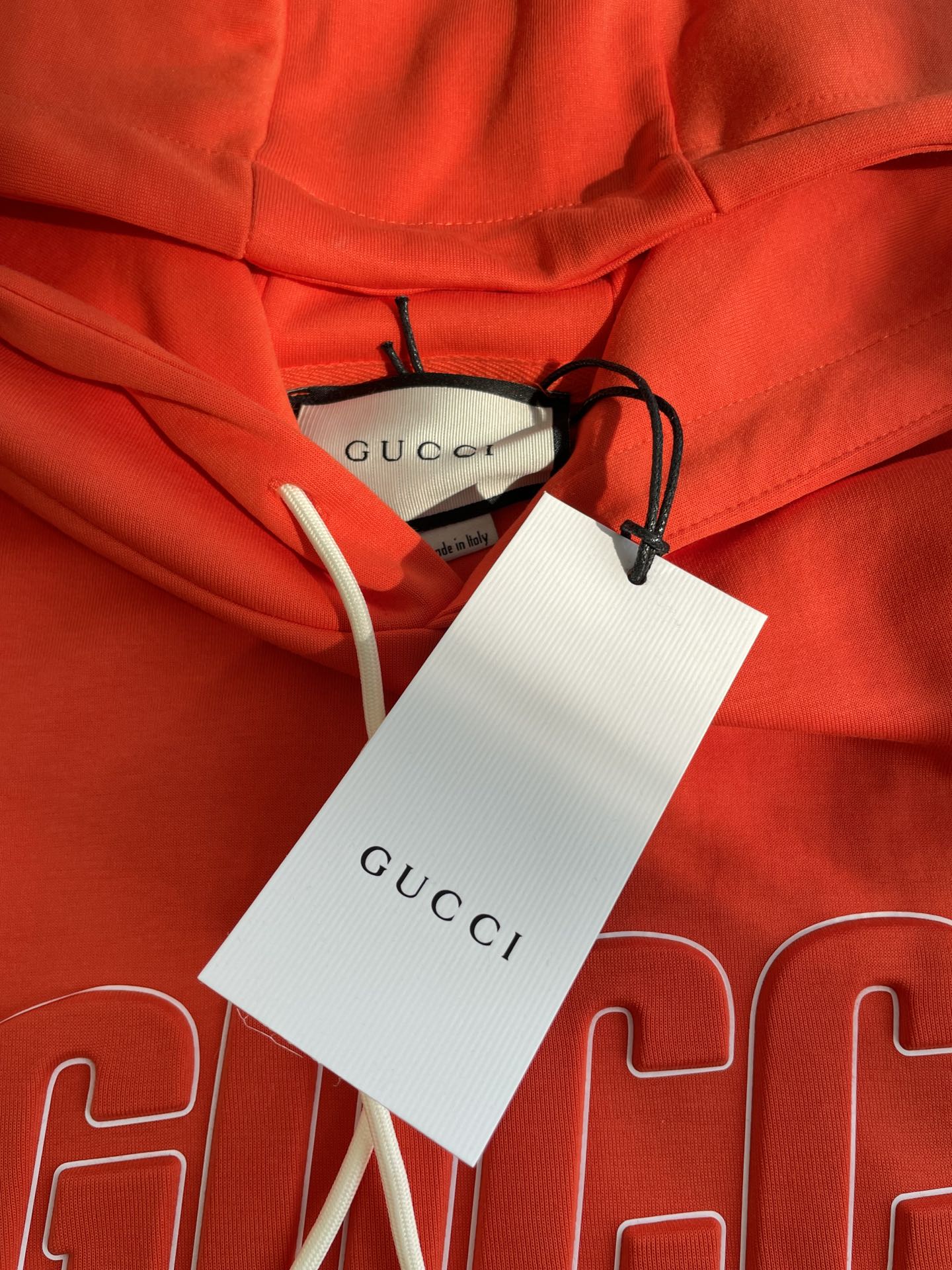 Gucci Wholesale red Cotton Hoodie Mid Weight Brushed Inside Fleece Contrasting Colour Piping Round Neck Long Sleeves Mens Sweatshirt
