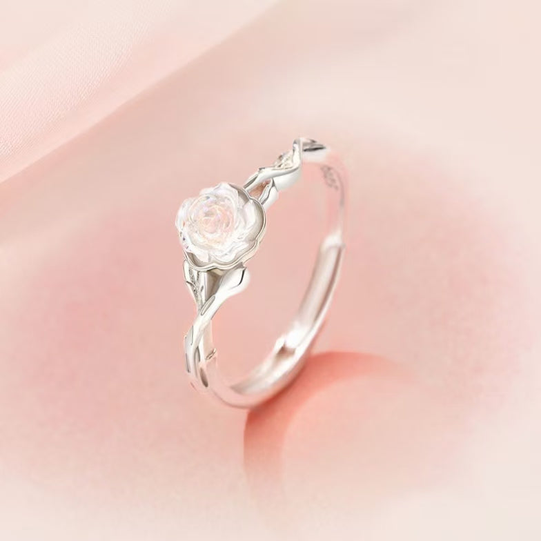 Versatile Flower Ring Bold Pure Silver Statement Band Thorned Rose S925 Sterling Silver Ring