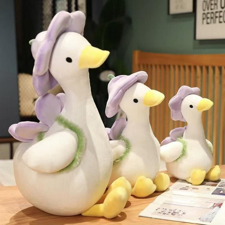 Wholesale Cute Flower Yellow Duck Plush Pillow Stuffed Animal Toys Plush Duck Toy