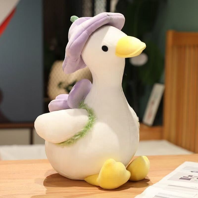 Wholesale Cute Flower Yellow Duck Plush Pillow Stuffed Animal Toys Plush Duck Toy