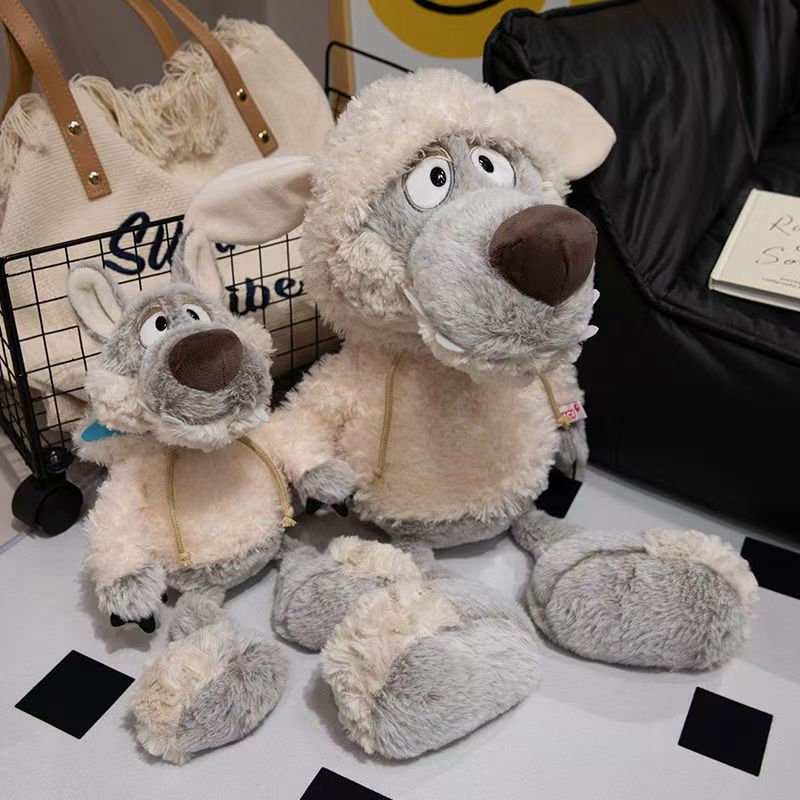New Creative Doll with Wolf Cartoon Plush in Sheepskin as a Gift for Girls, Sleeping Soothing Doll for Children
