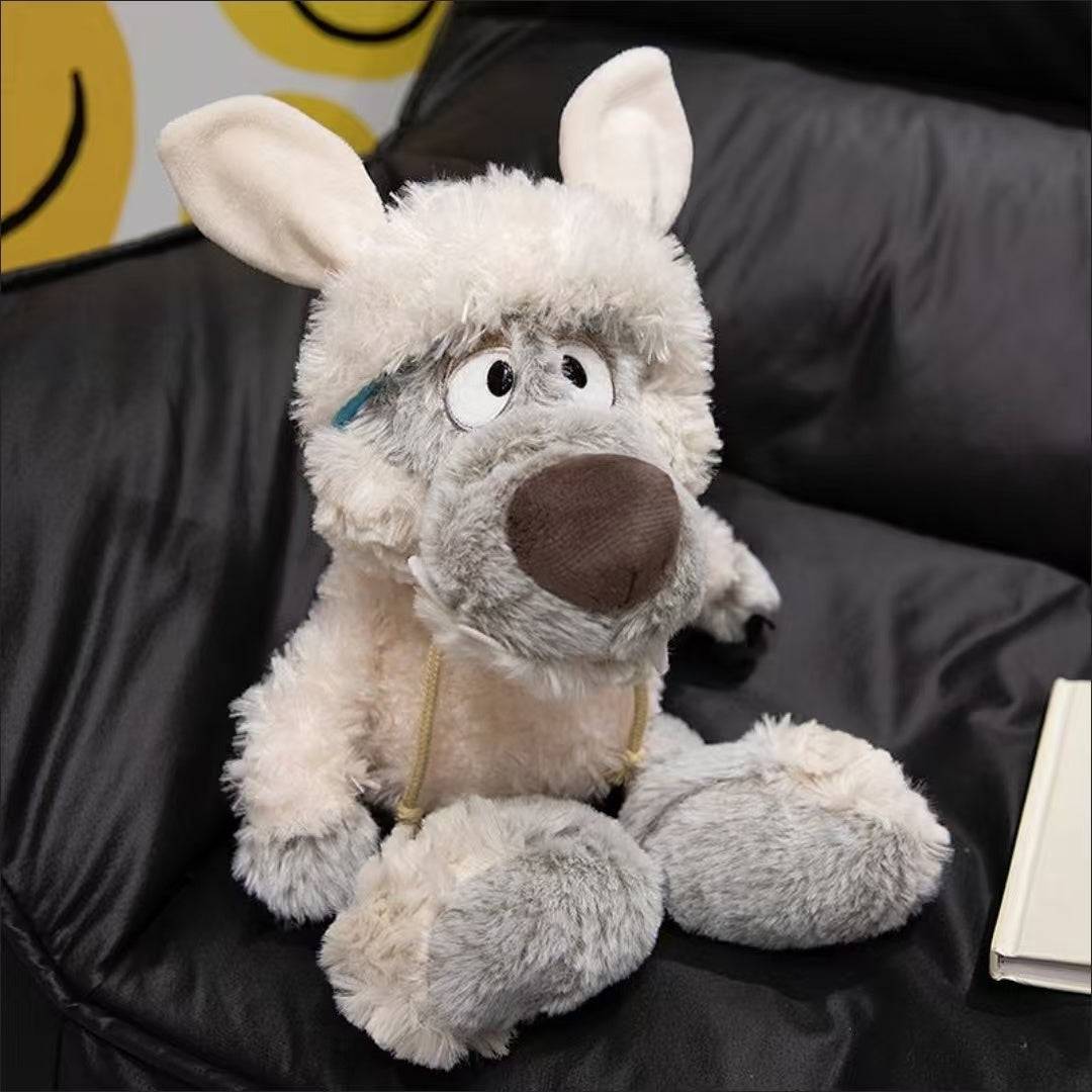 New Creative Doll with Wolf Cartoon Plush in Sheepskin as a Gift for Girls, Sleeping Soothing Doll for Children